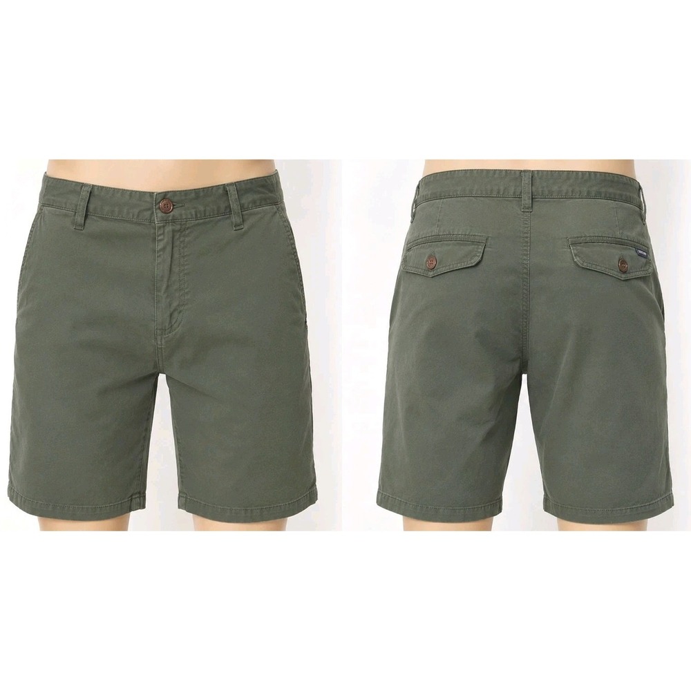Mens‎ Golf Shorts 38 Olive Green Stretch Chino Flat Front Casual Cotton Vogue